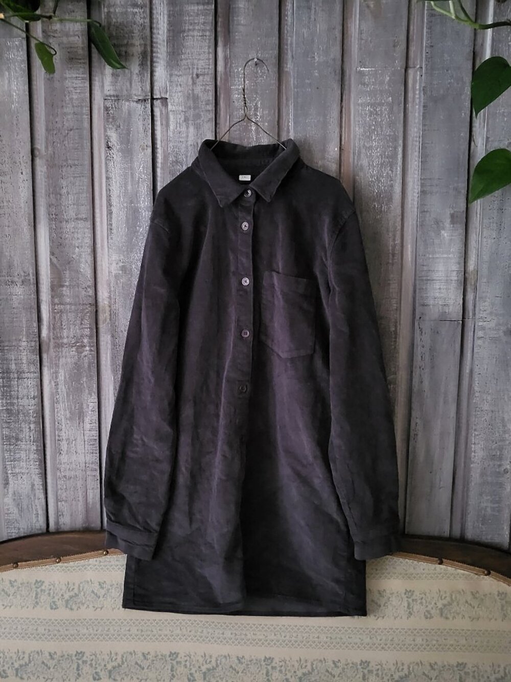 Twik Simons Corduroy Shacket Charcoal Grey-Blue Button Down Long Shirt Jacket L